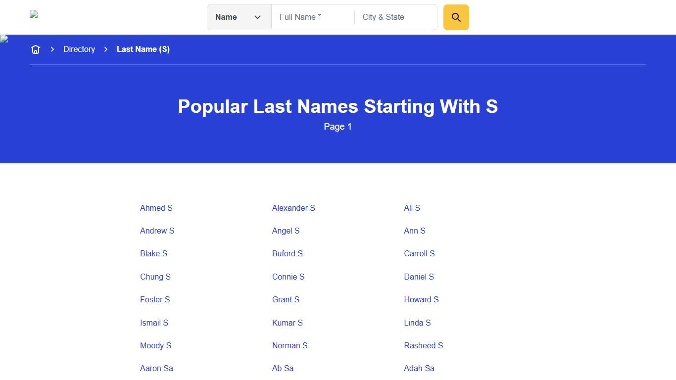 Last Names Starting With "S" - Page 1 Anywho
